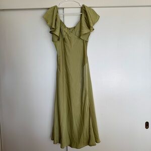 Elegant Olive Green Midi Dress